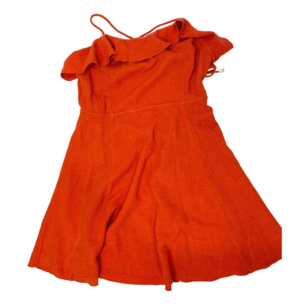 Orange linen backless dress
